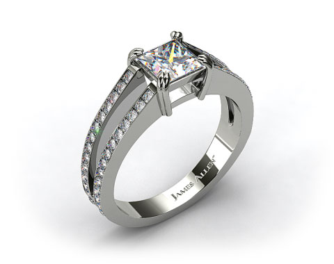 14k White Gold 0.35ctw Split Shank Designer Engagement Ring