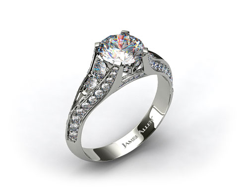 14k White Gold 0.50ctw Pave Set Diamond Engagement Ring