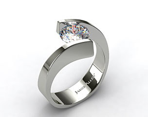 14k White Gold Spiral Tension Set Engagement Ring