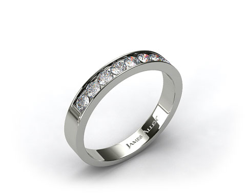 Platinum 0.24ct Channel Set Round Shaped Diamond Wedding Ring