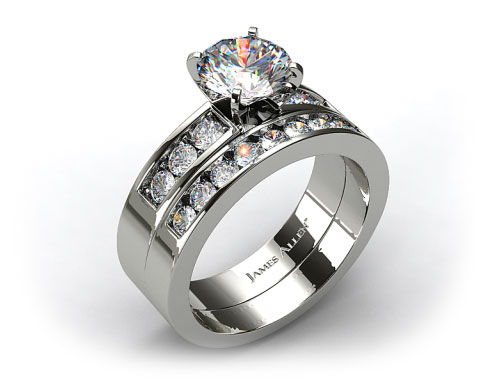 Platinum 0.75ct Channel Set Round Shaped Diamond Wedding Set