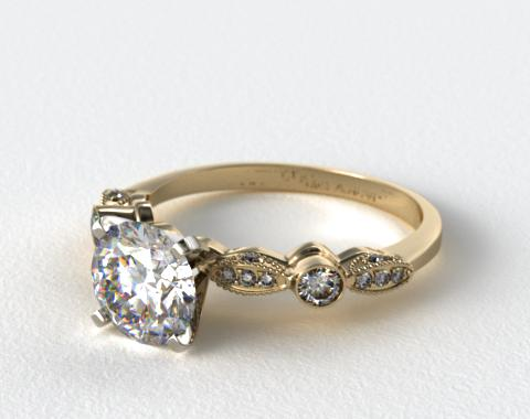 ring engagement yellow gold antique bezel rings 18k pave round jamesallen diamond