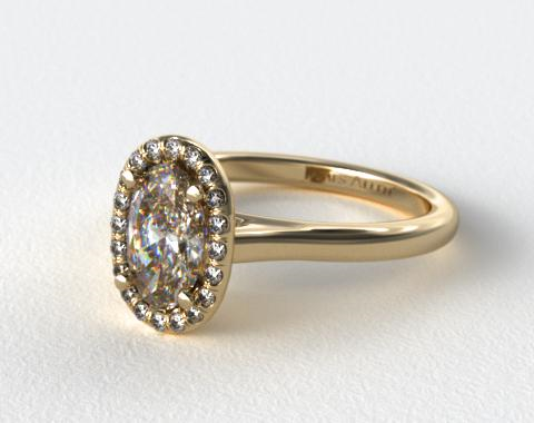 ring engagement halo diamond gold yellow pave oval center rings 14k jamesallen 18k thin