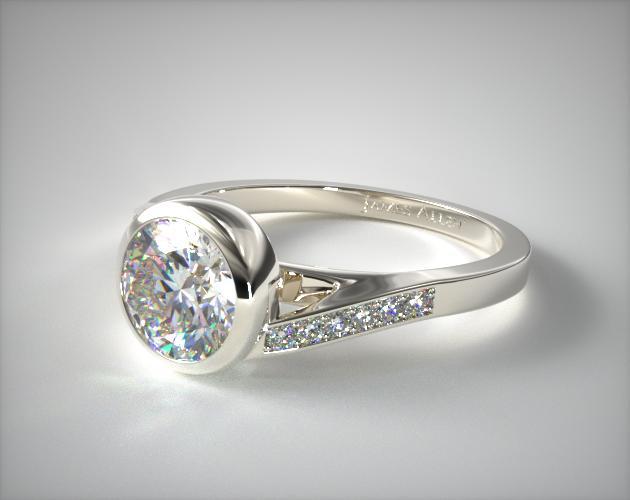 Platinum Pave Bypass Bezel Set Diamond Engagement Ring 17964P